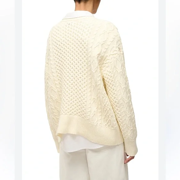 STAUD Tracy Cream Cable Knit Sweater - size Small